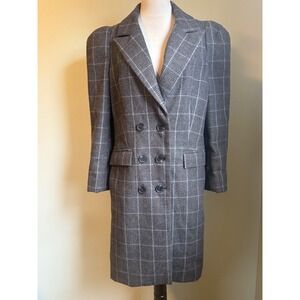 ASTR‎ The Label Plaid Double Breasted Blazer jacket coat y2k whimsi boho gray